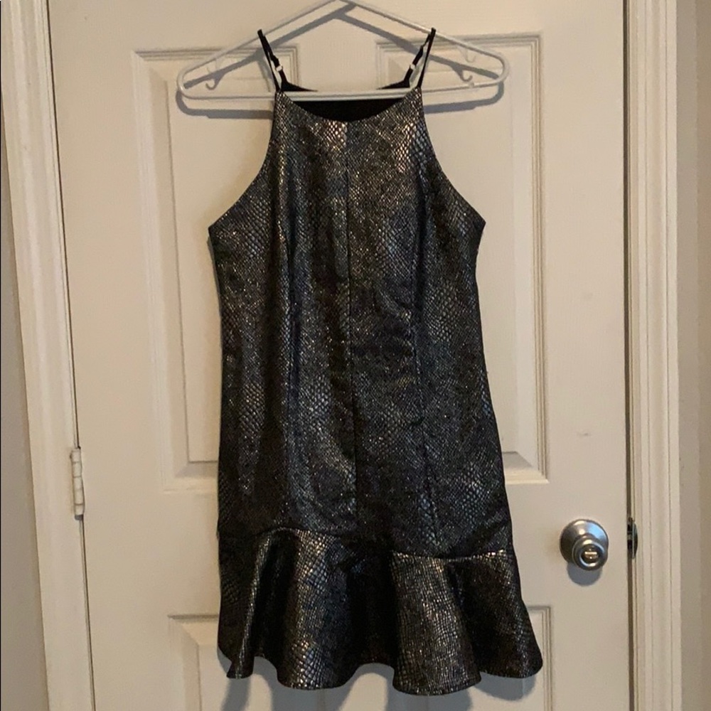 Adelyn Rae Metallic Snakeskin Dress